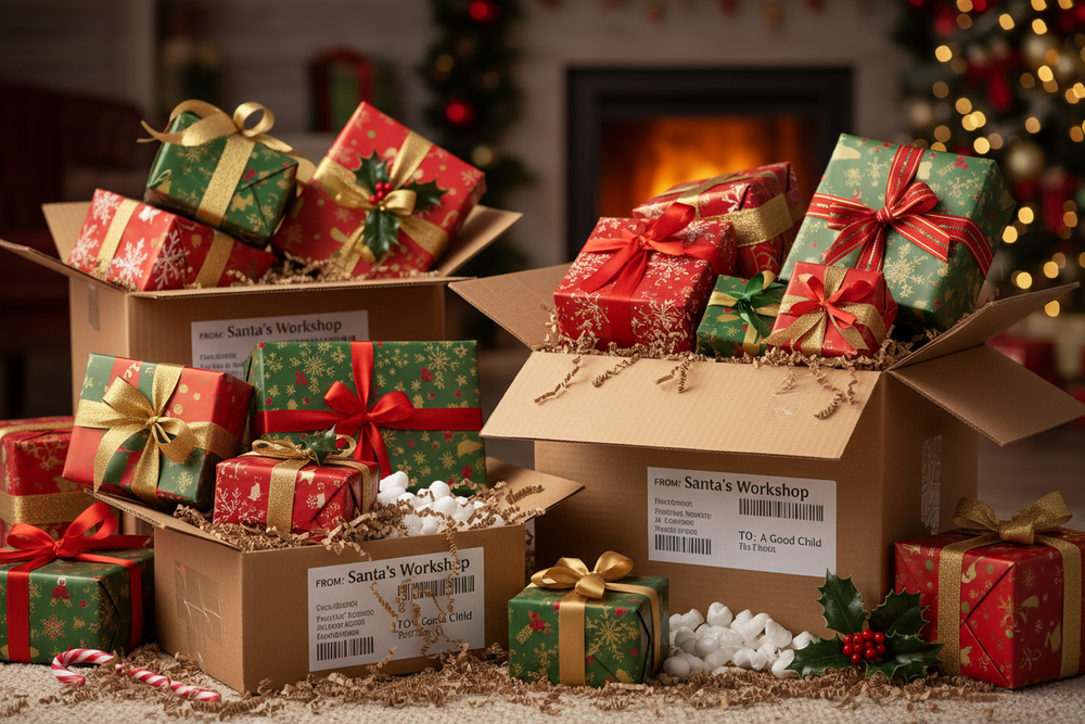 christmas presents being shipped